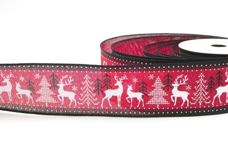 Nastro con filo di renna di Natale rosso/nero_KF8319GC-8-53