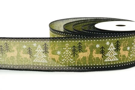 Nastro con filo di renna di Natale verde/nero_KF8320GC-3-53