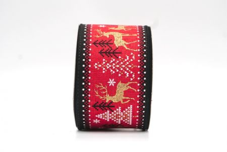 شريط سلكي أحمر/أسود بتصميم الغزلان في عيد الميلاد_KF8320GC-7-53