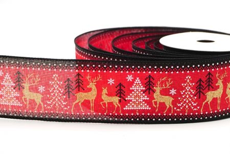 Cinta alámbrica de ciervo navideño en rojo/negro_KF8320GC-7-53