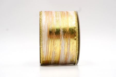 Cream/Gold Festive Metallic Foil Abstract Ribbon_KF8321G-13