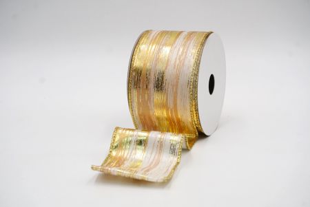 Cream/Gold Festive Metallic Foil Abstract Ribbon_KF8321G-13