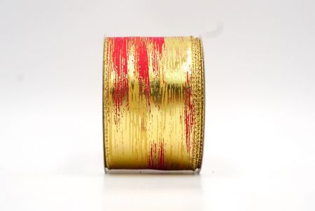 Goud/Rode Feestelijke Metallic Folie Abstracte Lint_KF8321G-7G