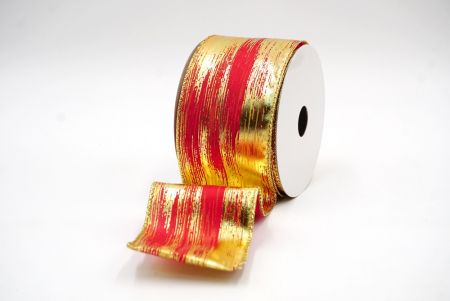 Gold/Red Festive Metallic Foil Abstract Ribbon_KF8321G-7G