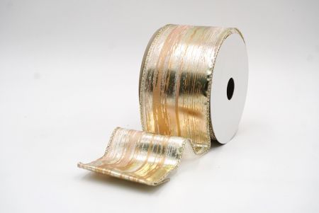 Khaki/Gold Festive Metallic Foil Abstract Ribbon_KF8321GV-2