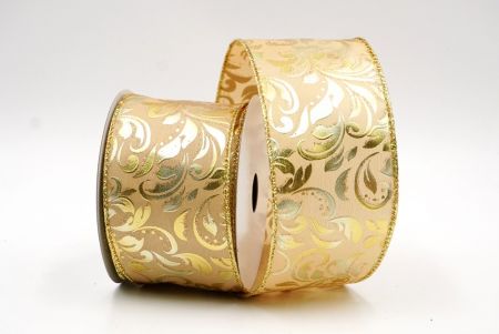 Gold Elegant Vineyard Leaves Foil Ribbon_KF8322G-13