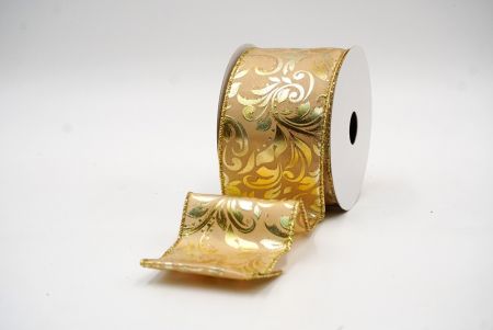 Gold Elegant Vineyard Leaves Foil Ribbon_KF8322G-13