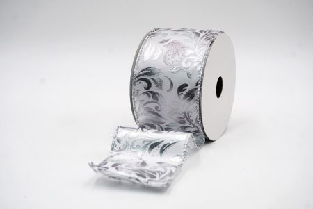 Weiß/Silber Elegant Vineyard Leaves Folienband_KF8322G-1