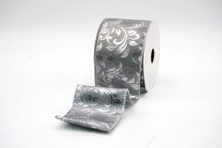 Gray/Silver Elegant Vineyard Leaves Foil Ribbon_KF8322G-50