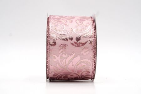 Różowa elegancka wstążka z liśćmi winnicy w folii_KF8322GM-5