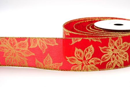 Red_Gold Poinsettia Wired Ribbon_KF8329G-7