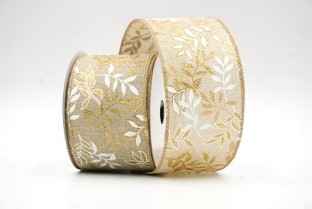 Light Brown/Gold Leafy Vines Wired Ribbon_KF8336GC-13-183