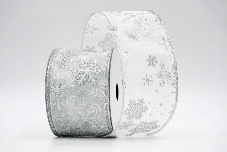 Silver_Snowflakes Wired Ribbon_KF8344G-1