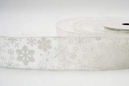 Ленточка с белыми прозрачными снежинками, проволочная, KF8345GN-1