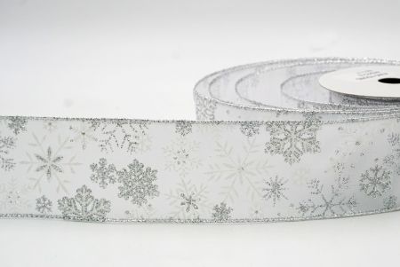 Ленточка с белыми снежинками, проволочная, KF8347G-1S