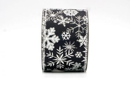 Ruban à motifs flocons de neige noir/argent_KF8348G-53S