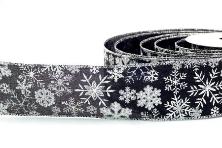 Black/Silver_Snowflakes Wired Ribbon_KF8348G-53S