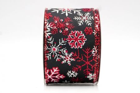 Black/Red_Snowflakes Wired Ribbon_KF8348GR-53R