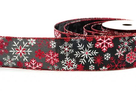 Black/Red_Snowflakes Wired Ribbon_KF8348GR-53R