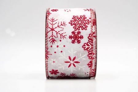 Ruban à motifs flocons de neige blanc/rouge_KF8349GR-1
