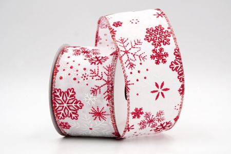 White/Red_Snowflakes Wired Ribbon_KF8349GR-1