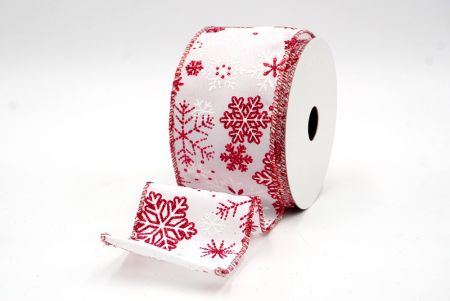 White/Red_Snowflakes Wired Ribbon_KF8349GR-1