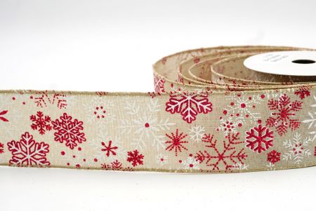 Red/Natural_Snowflakes Wired Ribbon_KF8350GC-14-183