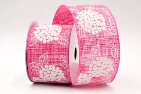 Nastro con filo per fiori di ortensia rosa caldo e bianco_KF8359GC-40-218