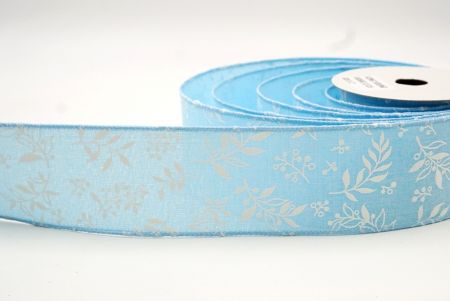 Блакитний дизайн стрічки з весняними листям_KF8360GC-12-216