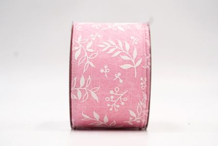 Light Pink Spring Leaves Design Ribbon_KF8360GC-5-5