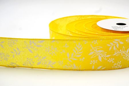 Жовтий дизайн стрічки з весняними листям_KF8360GC-6-6