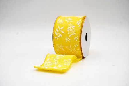 Жовтий дизайн стрічки з весняними листям_KF8360GC-6-6