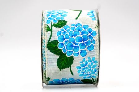 Nastro di design Fiore di ortensia in fiore crema bianco/blu_KF8361GC-2-2