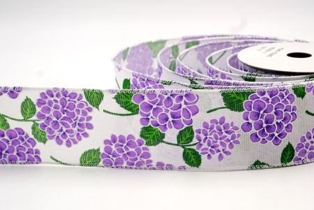 White/Purple Blooming Hydrangea flower Design Ribbon_KF8362GC-1-1