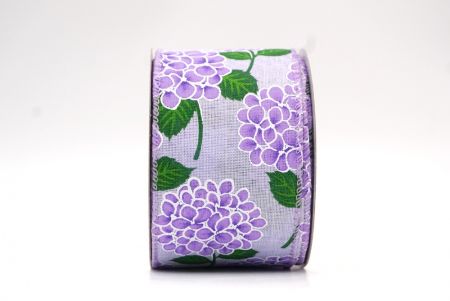 Светло-фиолетовая/фиолетовая ленточка с дизайном цветущей гортензии_KF8362GC-11-11