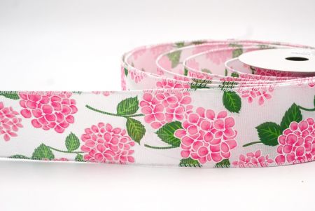 White/ Pink Blooming Hydrangea flower Design Ribbon_KF8363GC-1-1