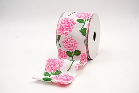 White/ Pink Blooming Hydrangea flower Design Ribbon_KF8363GC-1-1