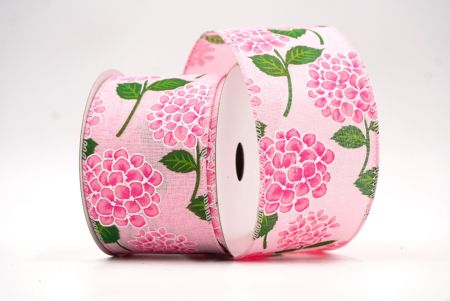 Pink/ Pink Blooming Hydrangea flower Design Ribbon_KF8363GC-5-5