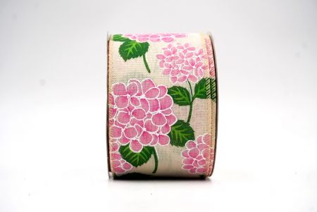 Crème wit/roze bloeiende hortensia bloemontwerp lint_KF8364GC-13-56