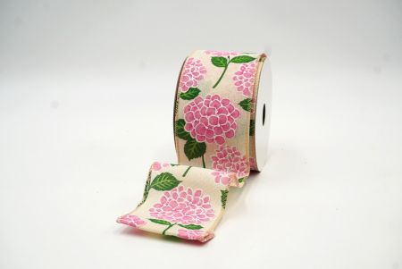 Cream White/ Pink Blooming Hydrangea flower Design Ribbon_KF8364GC-13-56