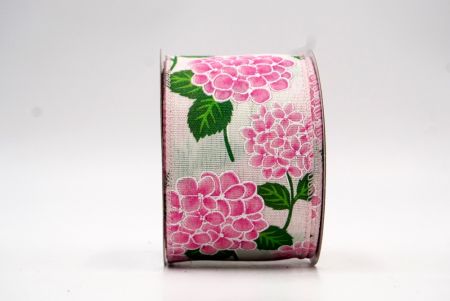 लाइट गुलाबी/गुलाबी खिलते हुए हाइड्रेंजिया फूल डिज़ाइन रिबन_KF8364GC-2-5