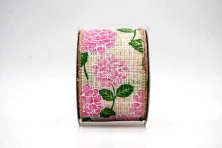 Light Brown/ Pink Blooming Hydrangea flower Design Ribbon_KF8365GC-2-183