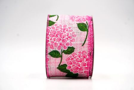 गुलाबी/ गुलाबी खिलती हुई हाइड्रेंजिया फूल डिज़ाइन रिबन_KF8365GC-5-218