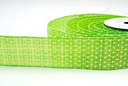 Светло-зеленая точечная весенняя лента с проволокой_KF8366GC-15-190