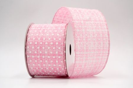 Pink_White Dot Spring Wired Ribbon_KF8366GC-5-5
