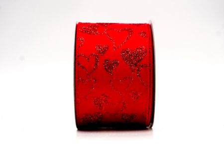 लाल ग्लिटर्स वैलेंटाइन के दिल डिज़ाइन रिबन_KF8370G-7-7