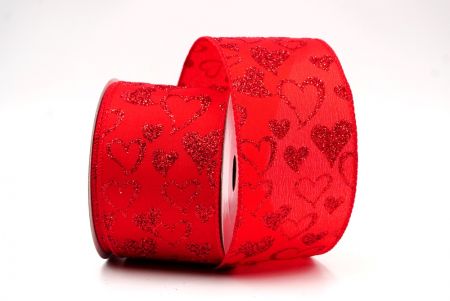 Red Glitters Valentine's Heart Design Ribbon_KF8370G-7-7