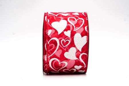 Ruban de conception de cœur rouge/blanc pailleté de la Saint-Valentin_KF8371GC-7-7