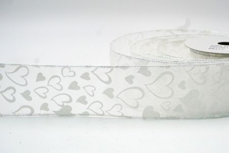 white Glitters Valentine's Heart Design Ribbon_KF8371GN-1