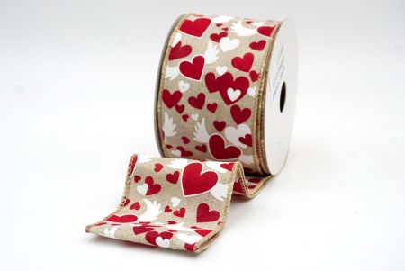 Хакі стрічка з дизайном серця та крил KF8398GC-13-183 для Дня Святого Валентина